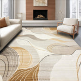 Modern Circular Area Highlighting Swirls And Muted Beige Tones(Beige)