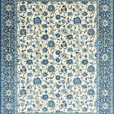 Blue Grey Beige Floral Design Area Modern Eclectic Style(White)