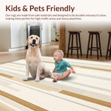 Abstract Beige Stripe Area Contemporary Linear Design(Beige)