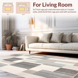 Minimalist Blocks Modern Abstract Low Pile Non Slip Area(Gray)