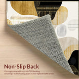 Contemporary Beige Area Black Gold Abstract Accent(Beige)