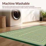 Modern Green Beige Lattice Area with Layered Diamond and Square Motifs(Green)