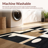 Abstract Beige Area Non Slip with Modern Art(Beige)