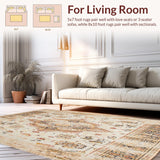 Distressed Medallion Geometric Area With Vintage Floral Motif Accents(Beige)