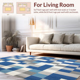 Mid Century Modern Hall Runner(Blue)