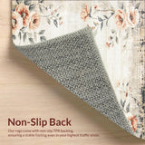 Rustic Charm Farmhouse Style Floral Distressed Traditional Motif(Beige)