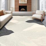 Minimalist Wave Area Subtle Beige Black Abstract(Beige)