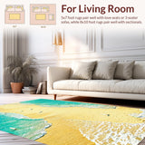 Ocean Surf Area Funny Tropical Beach Scene Bath Mat Coastal Vibe(Beige)