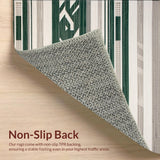 Low Pile Area with Beige and Green Boho Chevron(Green)