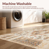 Distressed Medallion Geometric Area With Vintage Floral Motif Accents(Beige)
