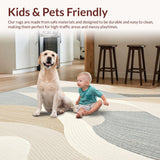 Minimalist Beige Bath Mat with Abstract Wave Like Design(Beige)