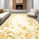 Beige Floral Elegant Botanical Print Vintage Style(Beige)