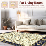 Art Nouveau Blue Beige Area for(Ivory)