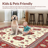 Timeless Vintage Floral Area Machine Non Slip(White)