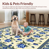 Floral Symphony Beige & Azure Crafted Area(Beige)