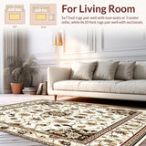 Vintage Inspired Floral Area Non Slip Elegant Design(Beige)
