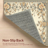 Antique Scroll Area Showcasing Floral Arabesque and Stylized Border Details(Beige)