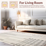 Non Slip Beige Geometric Runner Modern Boho Print(Gray)