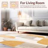 Modern Abstract Area Beige Camel Geometric Design(Beige)