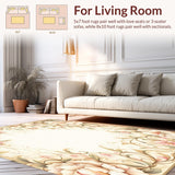 Elegant Round Area with Floral Design for Patios and Decks(Beige)