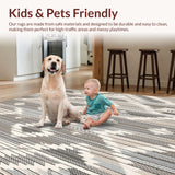 Boho Farmhouse Berber Style Area With Geometric Diamond Grid(Gray)