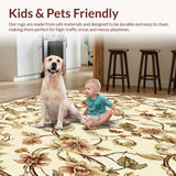 Refined Jacobean Vine Area Sophisticated Floral Floor Covering(Beige)