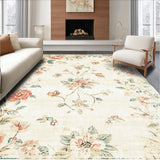 Retro Beige Area Distressed Floral for Home Entrance(Beige)