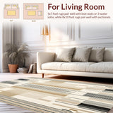 Modern Geometric Area Beige & Black Tribal Design(Beige)