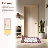 Fluffy Rectangle Abstract Floral Motifs(Purple)