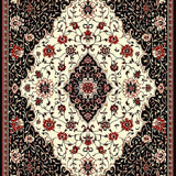 Classic Floral Entryway Non Shedding Rectangular(Black)