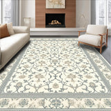 Ornate Scroll Area with Faded Latticework and Subtle Floral Accents(Beige)