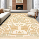 Accent in Beige with Abstract Geometric Shapes and Border Detail(Beige)