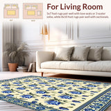 Floral Symphony Beige & Azure Crafted Area(Beige)