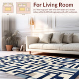 Modern Geometric Indoor/ Area Navy and Beige(Blue)
