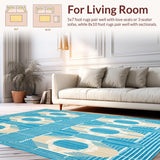 Modern Azure Hues Artistic Geometric Circle with Beige Undertones(Blue)