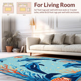 Modern Blue and Coral Fusion(Blue)