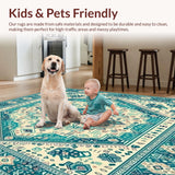 Modern Turquoise Beige Oriental Medallion(Blue)