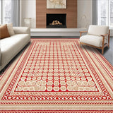 Modern Medallion Low Pile Non Slip Durable Easy Clean(Red)