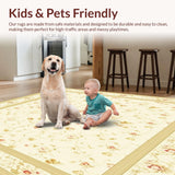 Whimsical Bloom Beige Scallop Area – Artistic Floral Edge Accent(Beige)