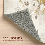 Modern Beige Area Runner Featuring Abstract Floral Motifs and Non Slip(Beige)
