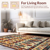 Vibrant Boho Area with Earthy Geometric and Artistic Flair(Beige)