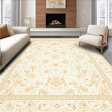 Artful Beige Bath Mat with Delicate Floral Imprint Design(Beige)
