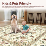 Elegant Beige Oriental Runner with Intricate Floral Medallion Design(Beige)