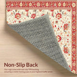 Red and Beige Sunburst Floral Area(Ivory)