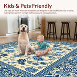 Blue Bloom Floral Beige Tapestry Style Area(Beige)