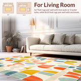 Mid Century Modern Geometric Rainbow with Beige and Ivory(Yellow)