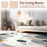 Contemporary Beige and Smoke Area with Abstract Floral Medallion Design(Gray)