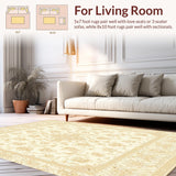 Whisper Bloom Beige Area Elegant Vintage Floral Cottage(Beige)