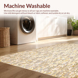Stylish Low Pile Area Brown & Beige Abstract Floral(Beige)