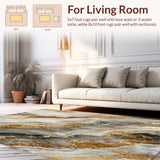 Minimalist Washable Rug with Sophisticated Brown Grey Marble Design(Gold)
